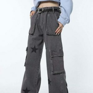 y2k stars graphic jeans iconic retro & youthful style 2818