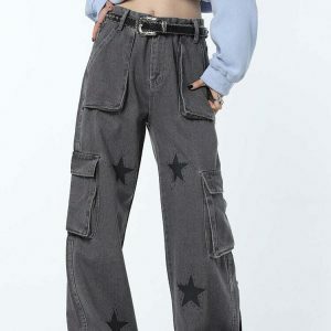 y2k stars graphic jeans iconic retro & youthful style 5314