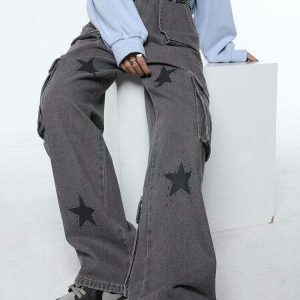 y2k stars graphic jeans iconic retro & youthful style 7949