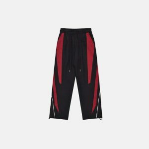 y2k striped patchwork joggers   retro & dynamic streetwear 1998