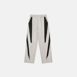y2k striped patchwork joggers   retro & dynamic streetwear 4094