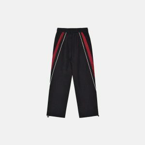 y2k striped patchwork joggers   retro & dynamic streetwear 6756