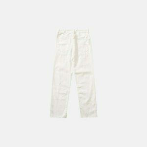 y2k white punk pants straight cut   sleek & youthful style 6747