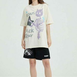 youthful 'i can pick star' skull tee with devil horns 1293