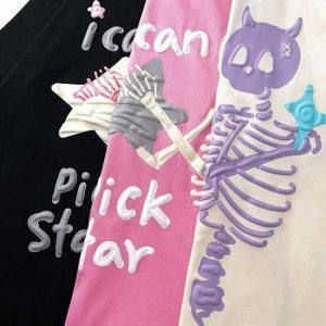 youthful 'i can pick star' skull tee with devil horns 5168