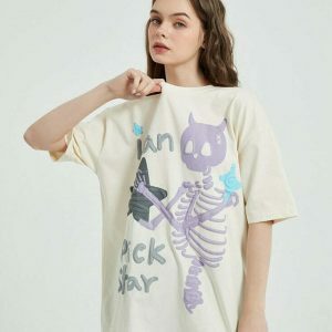 youthful 'i can pick star' skull tee with devil horns 8330