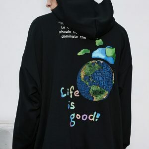 youthful 'life is good' earth hoodie   eco chic & vibrant 5744