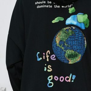 youthful 'life is good' earth hoodie   eco chic & vibrant 6273