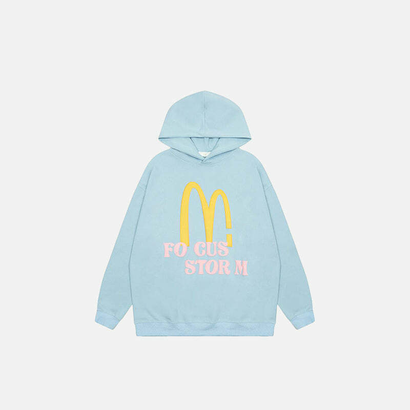 youthful 'm' letter print hoodie iconic streetwear design 2120