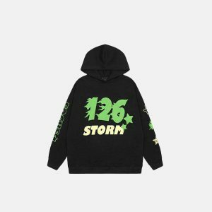 youthful 126 letter print hoodie   streetwear icon 6621