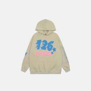 youthful 126 letter print hoodie   streetwear icon 8927