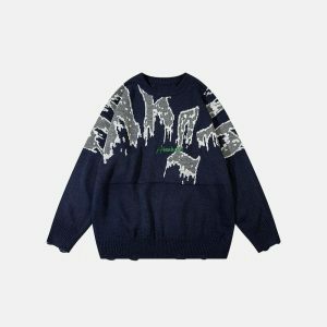 youthful alien crewneck sweater oversized & knitted 2090