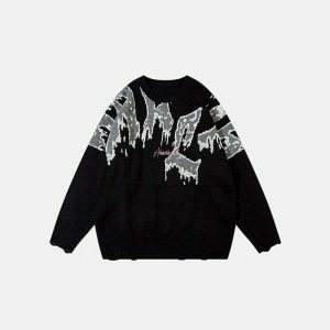 youthful alien crewneck sweater oversized & knitted 4815