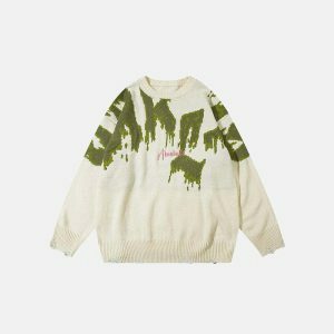 youthful alien crewneck sweater oversized & knitted 6307