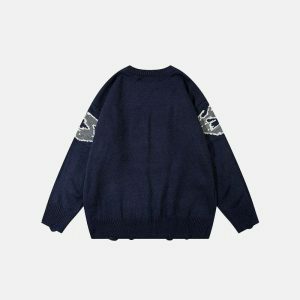 youthful alien crewneck sweater oversized & knitted 7123