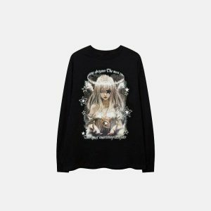 youthful angel girl graphic sweatshirt   trendy print design 6657