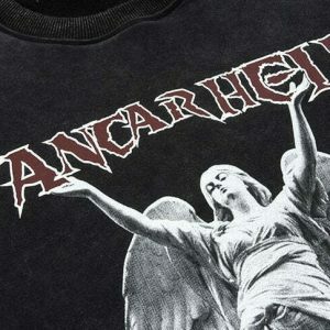 youthful angel hell graphic sweatshirt edgy streetwear appeal 4398
