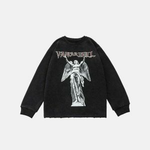 youthful angel hell graphic sweatshirt edgy streetwear appeal 7585