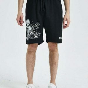 youthful anime boy print shorts   streetwear essential 2798