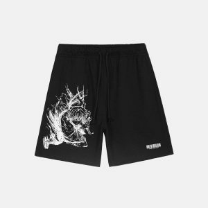 youthful anime boy print shorts   streetwear essential 6266