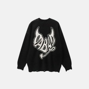 youthful bad devil sweater   edgy design & comfort fit 2748