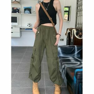 youthful baggy cargo pants army wide leg design 3477