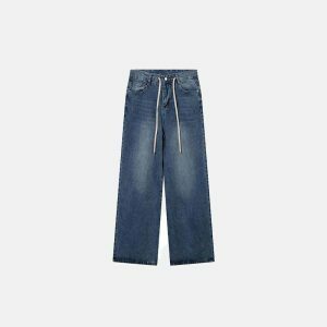 youthful baggy denim jeans with drawstring urban appeal 1055