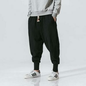 youthful baggy japanese pants solid & streetwise comfort 7815