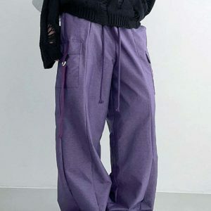 youthful baggy purple cargo pants streetwear icon 7520