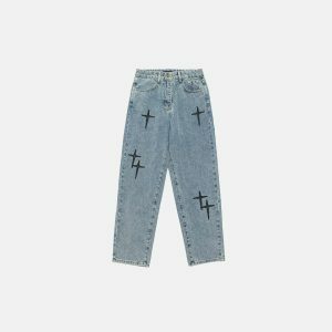 youthful baggy stars jeans iconic streetwear design 5914