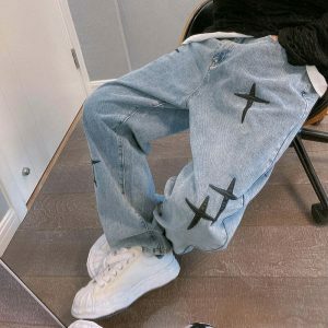 youthful baggy stars jeans iconic streetwear design 6865