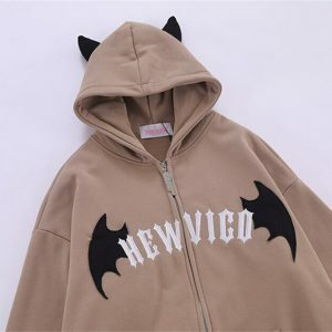 youthful bat wings hoodie zip up design streetwear icon 1979