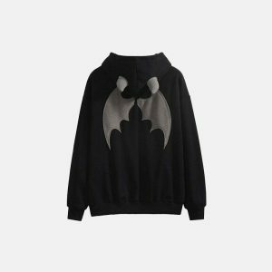 youthful bat wings hoodie zip up design streetwear icon 3272