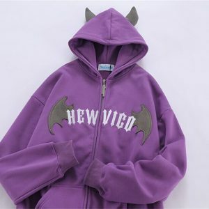 youthful bat wings hoodie zip up design streetwear icon 3289