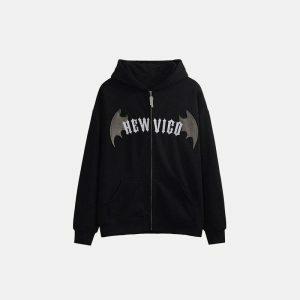 youthful bat wings hoodie zip up design streetwear icon 6080