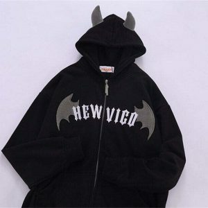 youthful bat wings hoodie zip up design streetwear icon 7541