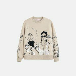 youthful beauty girls print sweatshirt casual & chic 8445