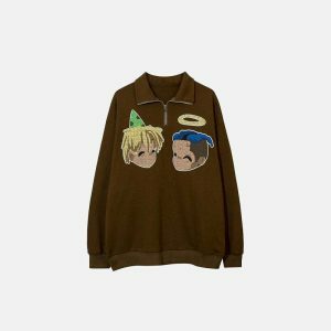 youthful best friends print sweatshirt   iconic & cozy 3340