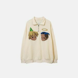 youthful best friends print sweatshirt   iconic & cozy 5258