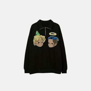 youthful best friends print sweatshirt   iconic & cozy 7864