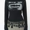 youthful bite me long sleeve top   edgy & trendy appeal 6087