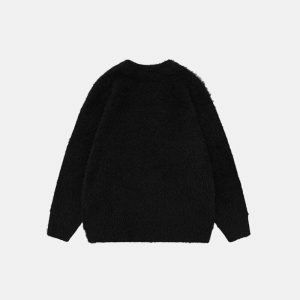 youthful black knitted sweater classic & comfortable 6413