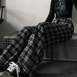 youthful black plaid sweatpants oversized & trendy comfort 4369