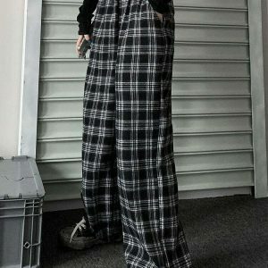 youthful black plaid sweatpants oversized & trendy comfort 5743