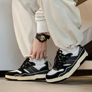 youthful black thick sole sneakers   streetwise & sleek 4624