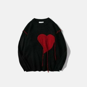 youthful bleeding heart sweater   iconic & bold design 5827