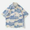 youthful blue fish print shirt summer vibes & style 8916