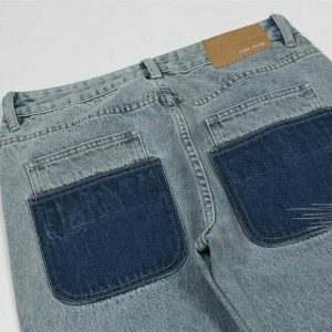 youthful blue star embroidered straight denim chic & trendy 2495