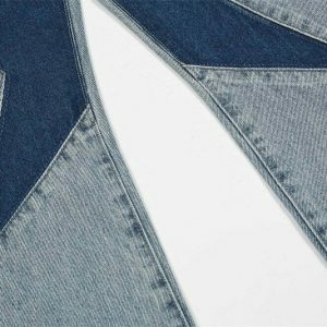 youthful blue star embroidered straight denim chic & trendy 3445