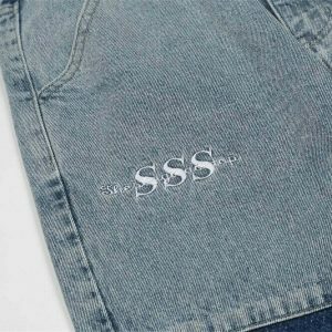 youthful blue star embroidered straight denim chic & trendy 8022